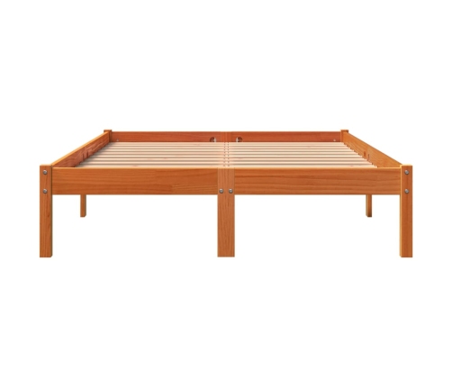 Estructura de cama sin colchón madera maciza marrón 135x190 cm