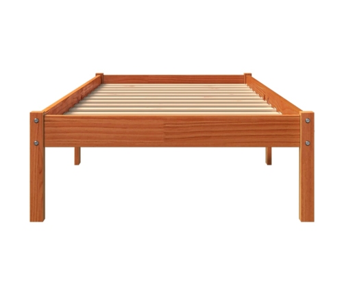 Cama sin colchón madera maciza de pino marrón cera 100x200 cm