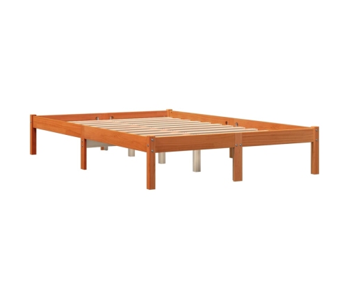 Cama sin colchón madera maciza de pino marrón cera 120x200 cm