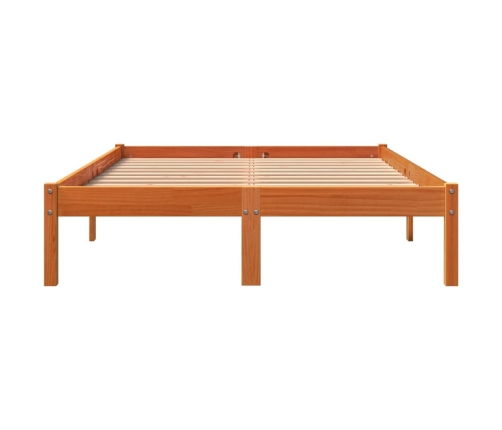 Cama sin colchón madera maciza de pino marrón cera 120x200 cm