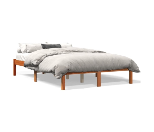 Cama sin colchón madera maciza de pino marrón cera 120x200 cm