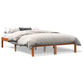 Cama sin colchón madera maciza de pino marrón cera 140x200 cm