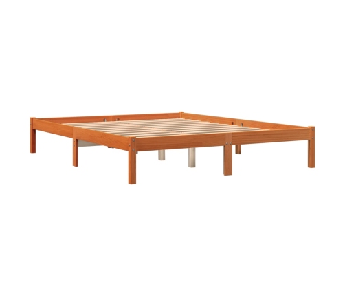 Cama sin colchón madera maciza pino marrón cera 150x200 cm