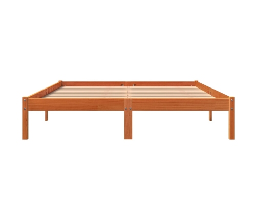 Cama sin colchón madera maciza pino marrón cera 150x200 cm