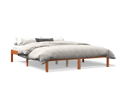 Cama sin colchón madera maciza pino marrón cera 150x200 cm