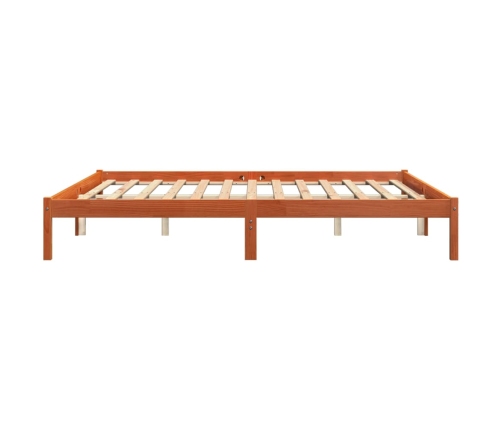 Cama sin colchón madera maciza de pino marrón cera 200x200 cm
