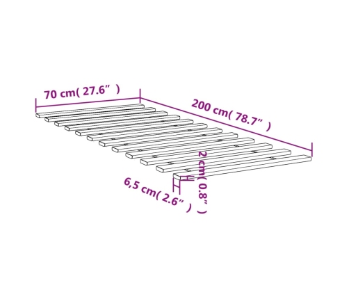 Láminas de somier de cama madera maciza de pino 70x200 cm