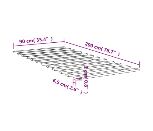 Láminas de somier de cama madera maciza de pino 90x200 cm