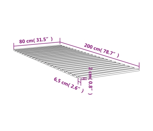 Láminas de somier de cama madera maciza de pino 80x200 cm