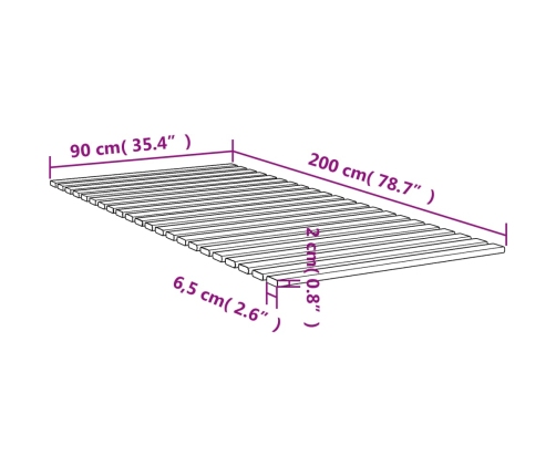 Láminas de somier de cama madera maciza de pino 90x200 cm