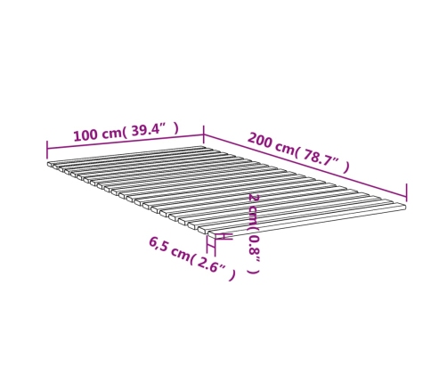 Láminas de somier de cama madera maciza de pino 100x200 cm