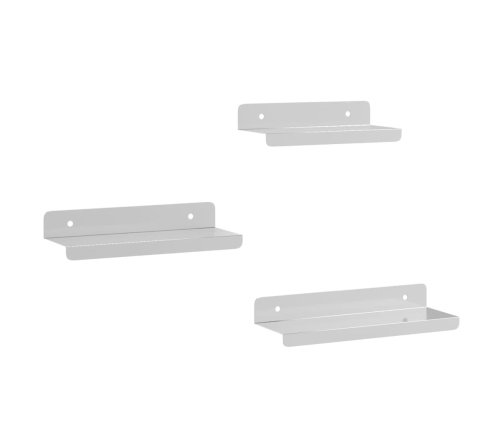 Estantes de pared 3 uds acero inoxidable plateado