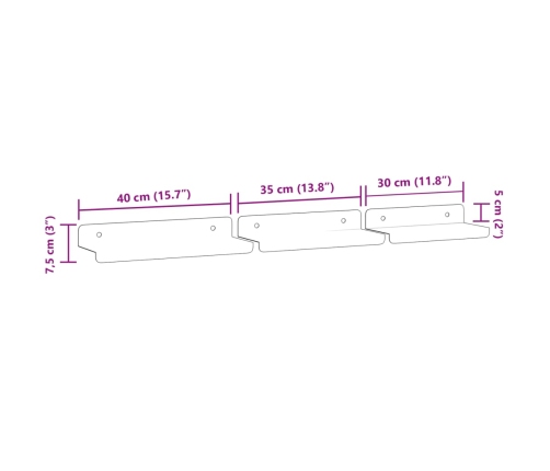 Estantes de pared 3 uds acero inoxidable plateado