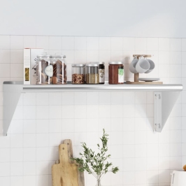 Estante de pared de acero inoxidable plateado 100x30x31 cm