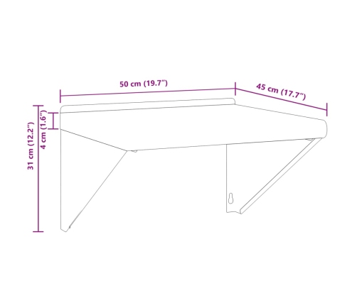 Estante de pared acero inoxidable plateado 50x45x31 cm