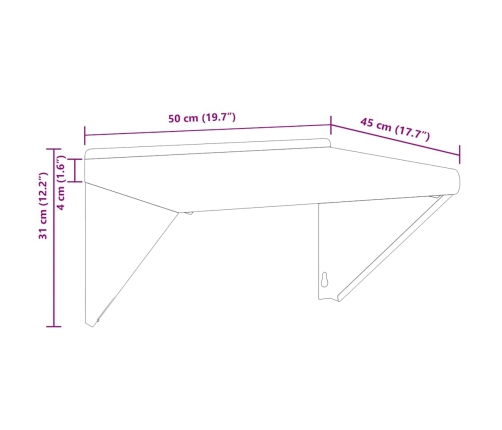 Estante de pared acero inoxidable plateado 50x45x31 cm