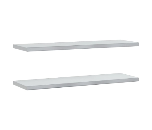 Estantes de pared 2 uds acero inoxidable plateado 100x30x3 cm