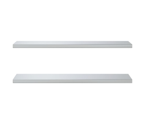 Estantes de pared 2 uds acero inoxidable plateado 100x30x3 cm