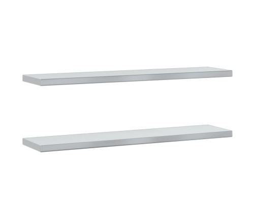 Estantes de pared 2 uds acero inoxidable plateado 100x23,5x3 cm