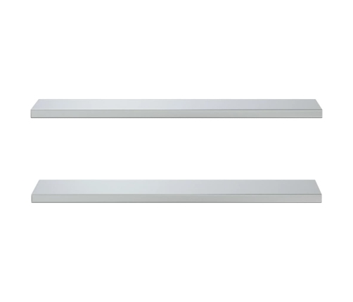 Estantes de pared 2 uds acero inoxidable plateado 100x23,5x3 cm