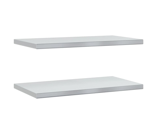 Estantes de pared 2 uds acero inoxidable plateado 75x40x3 cm