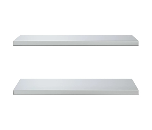 Estantes de pared 2 uds acero inoxidable plateado 75x40x3 cm