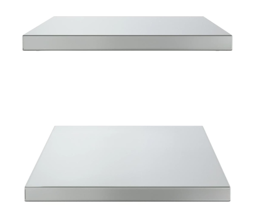 Estantes de pared 2 uds acero inoxidable plateado 75x40x3 cm