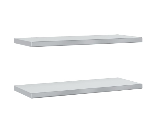 Estantes de pared 2 uds acero inoxidable plateado 75x30x3 cm