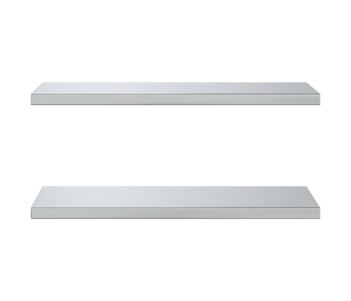 Estantes de pared 2 uds acero inoxidable plateado 75x30x3 cm