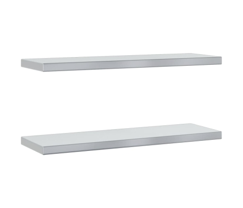 Estantes de pared 2 uds acero inoxidable plateado 75x23,5x3 cm