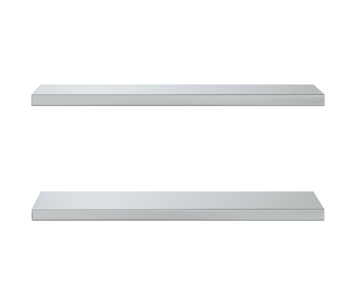 Estantes de pared 2 uds acero inoxidable plateado 75x23,5x3 cm