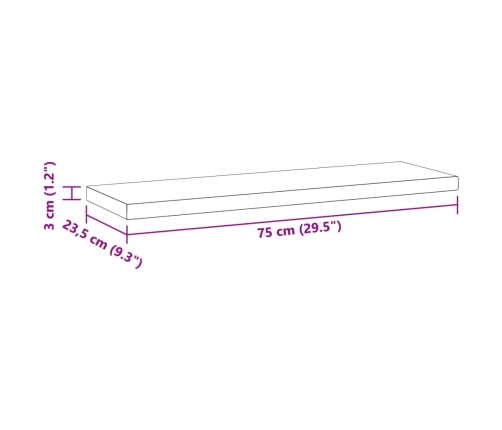 Estantes de pared 2 uds acero inoxidable plateado 75x23,5x3 cm