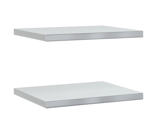 vidaXL Estantes de pared 2 uds acero inoxidable plateado 50x40x3 cm