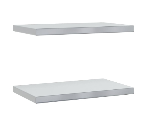 Estantes de pared 2 uds acero inoxidable plateado 50x30x3 cm