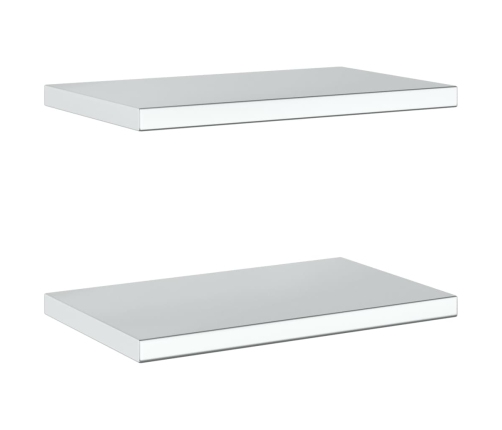 Estantes de pared 2 uds acero inoxidable plateado 50x30x3 cm