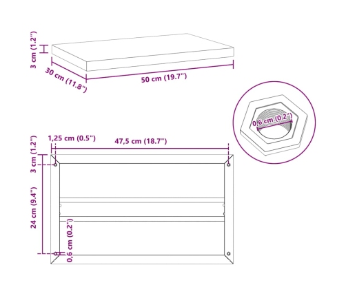 Estantes de pared 2 uds acero inoxidable plateado 50x30x3 cm