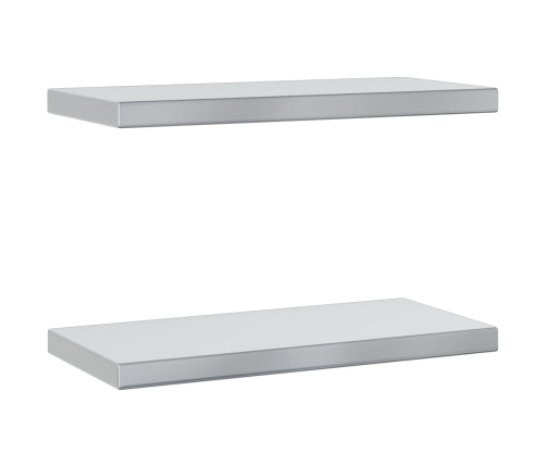 Estantes de pared 2 uds acero inoxidable plateado 50x23,5x3 cm