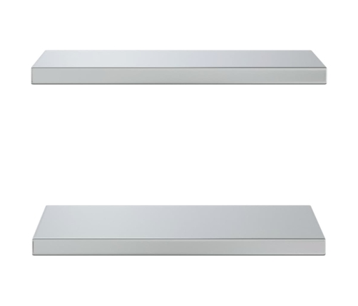 Estantes de pared 2 uds acero inoxidable plateado 50x23,5x3 cm