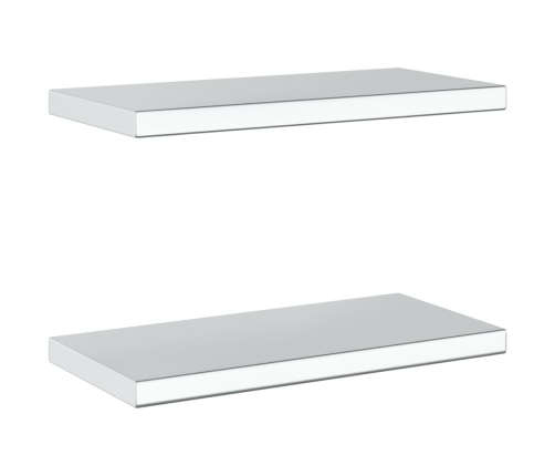 Estantes de pared 2 uds acero inoxidable plateado 50x23,5x3 cm