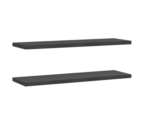 Estantes de pared 2 uds acero inoxidable negro 100x30x3 cm