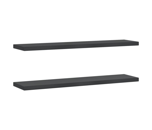 Estantes de pared 2 uds acero inoxidable negro 100x23,5x3 cm