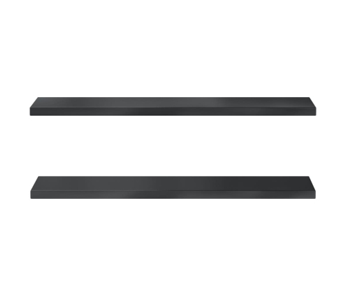 Estantes de pared 2 uds acero inoxidable negro 100x23,5x3 cm