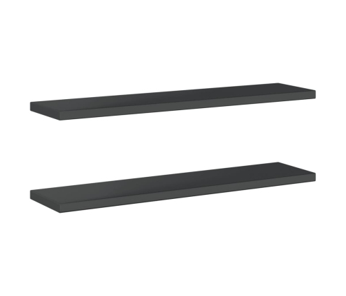 Estantes de pared 2 uds acero inoxidable negro 100x23,5x3 cm