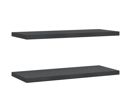 Estantes de pared 2 uds acero inoxidable negro 75x30x3 cm