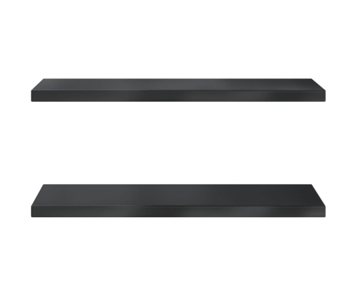 Estantes de pared 2 uds acero inoxidable negro 75x30x3 cm