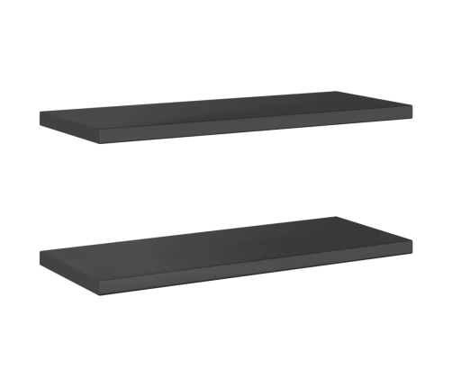 Estantes de pared 2 uds acero inoxidable negro 75x30x3 cm