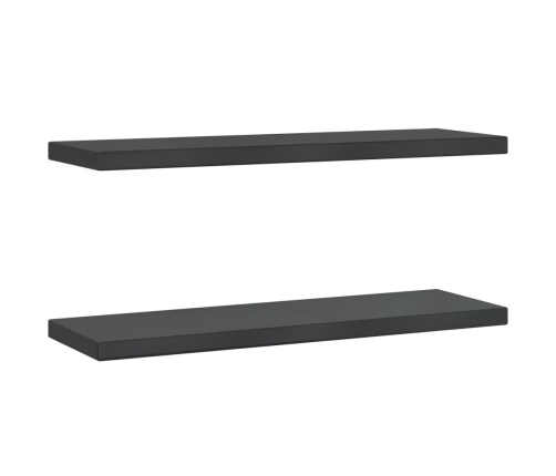 Estantes de pared 2 uds acero inoxidable negro 75x23,5x3 cm