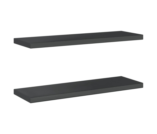 Estantes de pared 2 uds acero inoxidable negro 75x23,5x3 cm