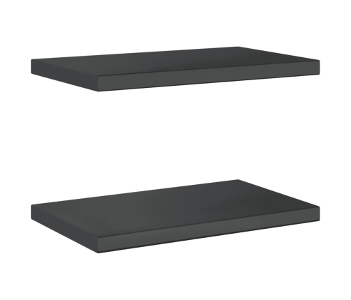 Estantes de pared 2 uds acero inoxidable negro 50x30x3 cm