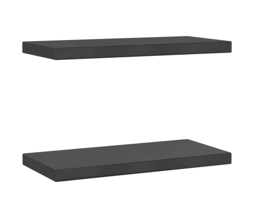 Estantes de pared 2 uds acero inoxidable negro 50x23,5x3 cm